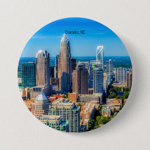 Badge Rond 7,6 Cm Charlotte, NC photo de la ligne aérienne