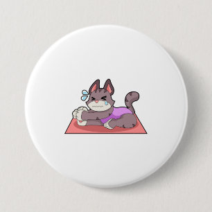 Badge Rond 7,6 Cm Chat à Yoga Fitness
