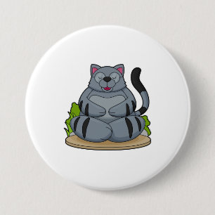 Badge Rond 7,6 Cm Chat à Yoga Fitness