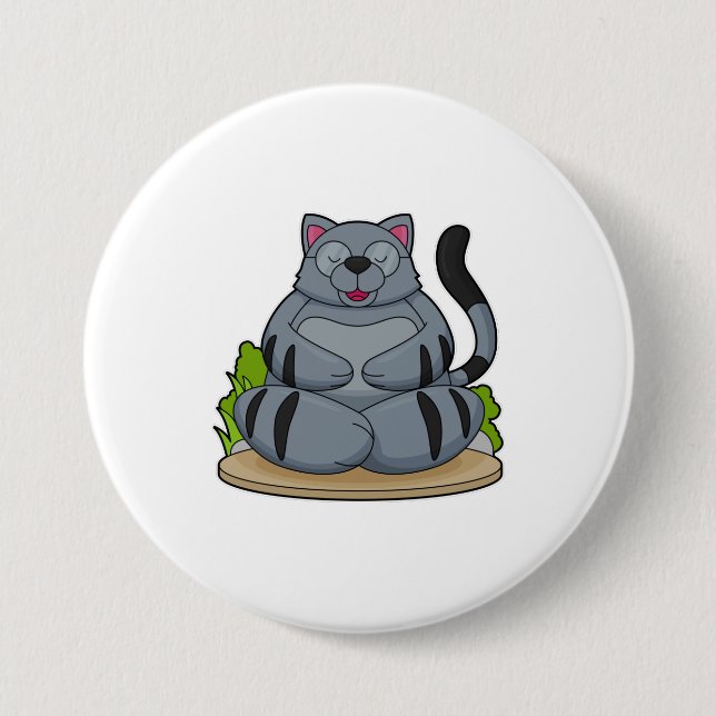 Badge Rond 7,6 Cm Chat à Yoga Fitness (Devant)