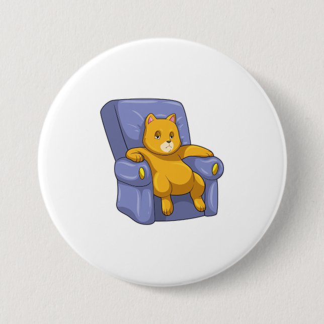Badge Rond 7,6 Cm Chat avec canapé (Devant)