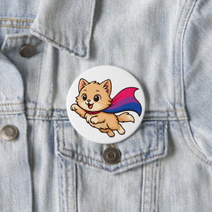 Badge Rond 7,6 Cm Chat avec cape de la fierté bisexuelle – Joli desi