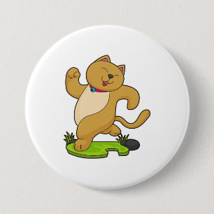 Badge Rond 7,6 Cm Chat avec Choker à l'exécution