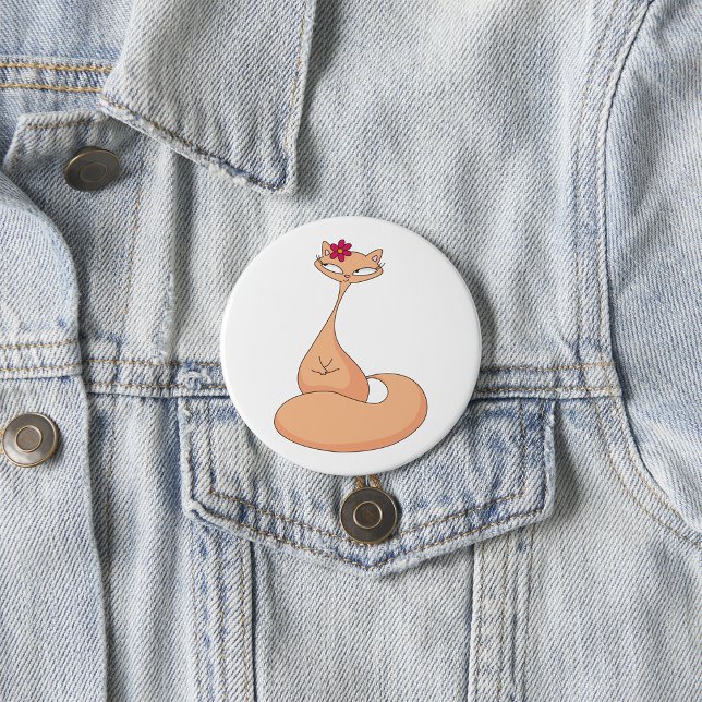 Badge Rond 7,6 Cm Chat avec Fleur Cute Kawaii Kitty (Créateur téléchargé)