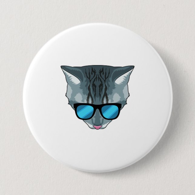 Badge Rond 7,6 Cm Chat avec lunettes de soleil (Devant)