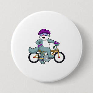 Badge Rond 7,6 Cm Chat avec vélo