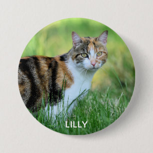 Badge Rond 7,6 Cm Chat Brown et blanc