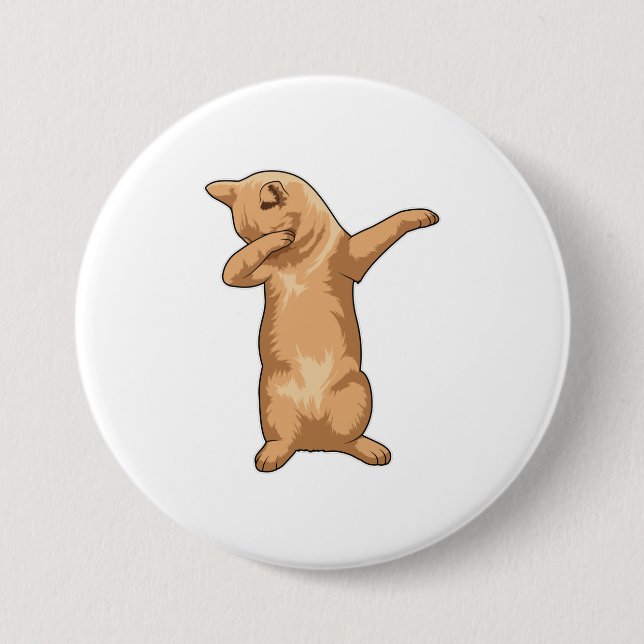 Badge Rond 7,6 Cm Chat chez Hip hop Dance Dab (Devant)