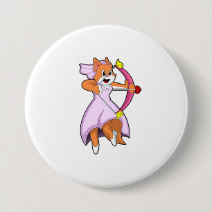 Badge Rond 7,6 Cm Chat comme mariée avec robe de mariée.PNG