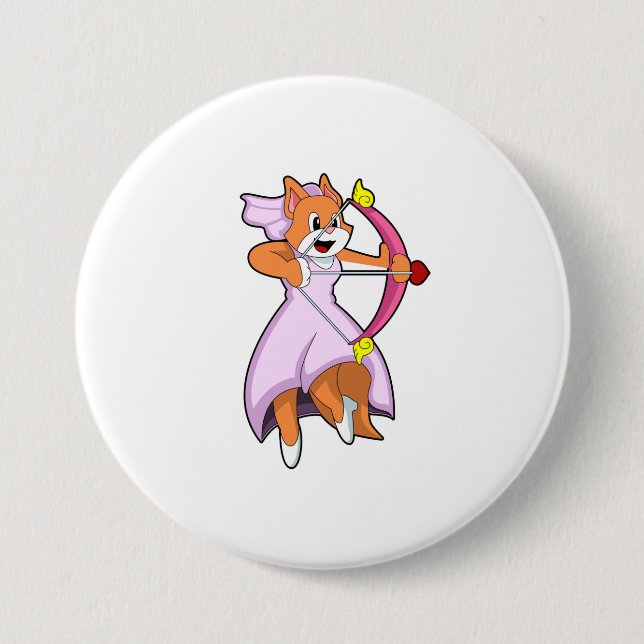 Badge Rond 7,6 Cm Chat comme mariée avec une robe de mariée.PNG (Devant)