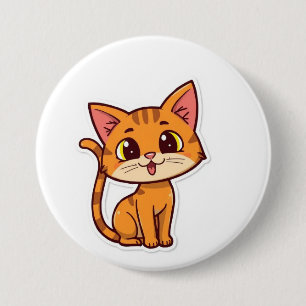 Badge Rond 7,6 Cm chat coupé