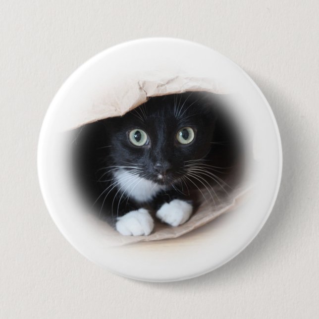 Badge Rond 7,6 Cm Chat dans un b ag (Devant)