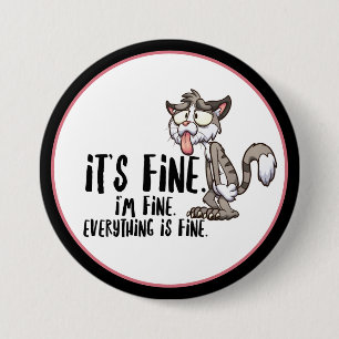 Badge Rond 7,6 Cm Chat d'anxiété stressé drôle