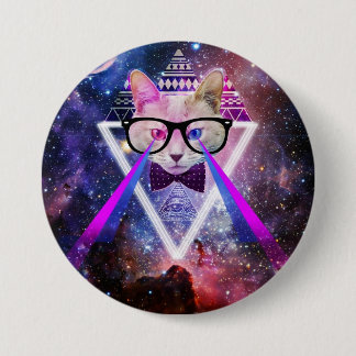 Badge Rond 7,6 Cm Chat de galaxie de hippie