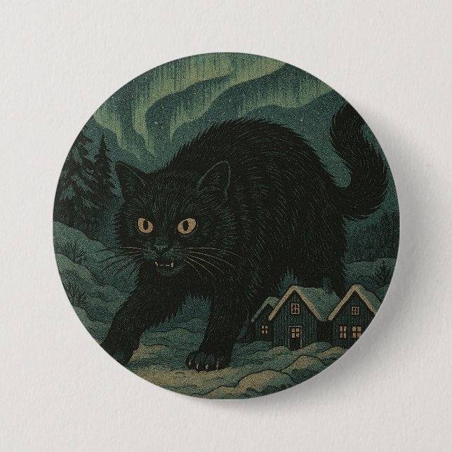 Badge Rond 7,6 Cm Chat de Noël islandais Yule (Devant)
