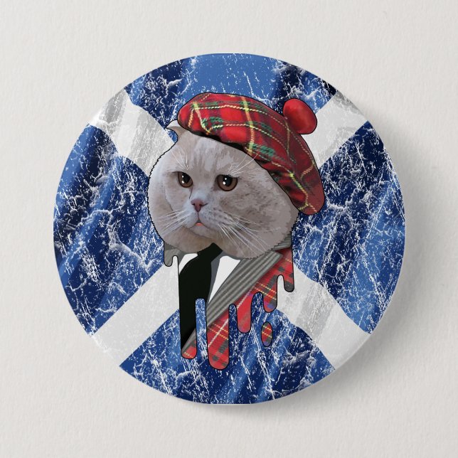 Badge Rond 7,6 Cm Chat écossais (Devant)