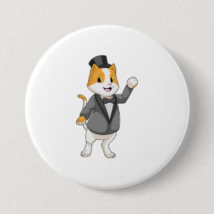 Badge Rond 7,6 Cm Chat en tant que groom avec ruban