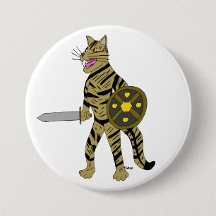 Badge Rond 7,6 Cm Chat guerrier