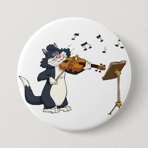 Badge Rond 7,6 Cm Chat jouant le violon