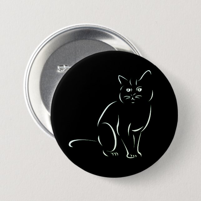 Badge Rond 7,6 Cm Chat Kitty Blanc (Devant & derrière)
