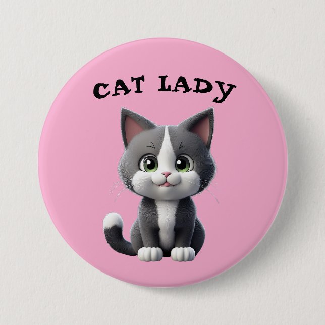 BADGE ROND 7,6 CM CHAT LADY (Devant)