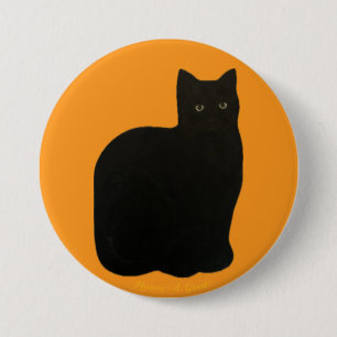 Badge Rond 7,6 Cm Chat noir Kitten Animaux Secourus Noir Maureen Gir