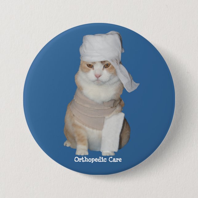 Badge Rond 7,6 Cm Chat orthopédique drôle (Devant)