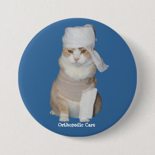 Badge Rond 7,6 Cm Chat orthopédique drôle