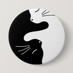 Badge Rond 7,6 Cm Chat Tai Chi Maître Zen Équilibre Félin