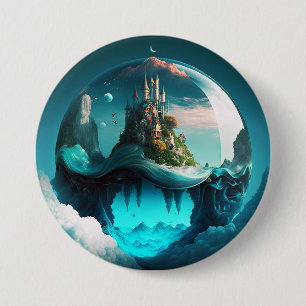 Badge Rond 7,6 Cm Château Dans Crystal Ball