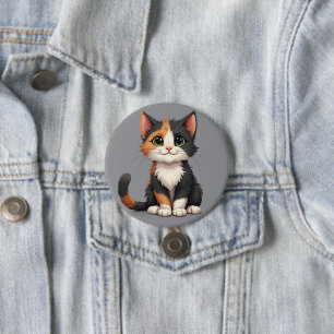 Badge Rond 7,6 Cm Chaton Calico Fantaisiste avec une Attitude de Cha
