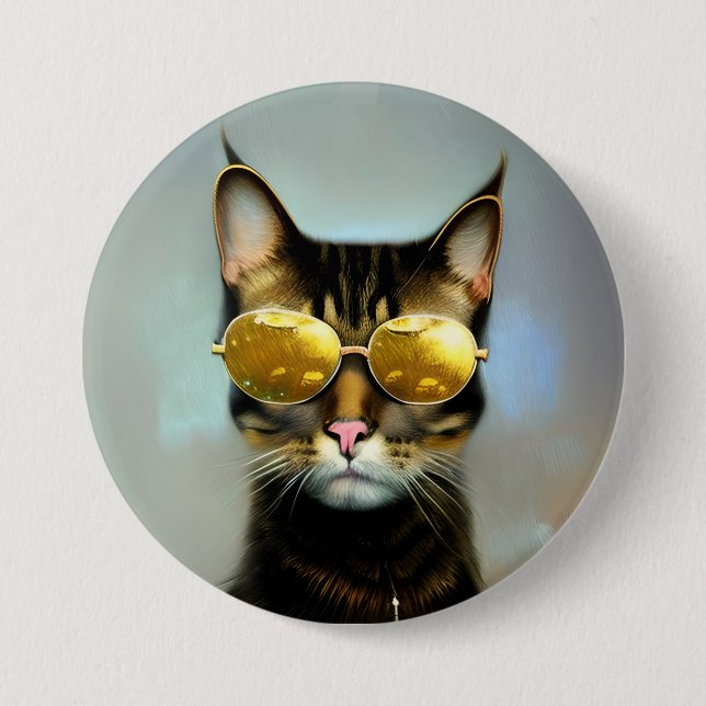 Badge Rond 7,6 Cm Chats cool pour personnes élégantes (Devant)