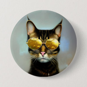 Badge Rond 7,6 Cm Chats cool pour personnes élégantes
