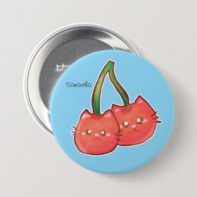 Badge Rond 7,6 Cm Chats de fruits de cerise (Devant & derrière)