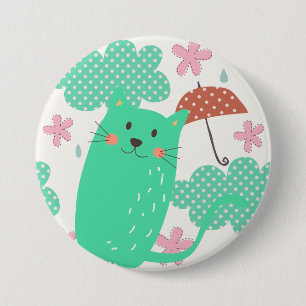 Badge Rond 7,6 Cm Chats en pluie