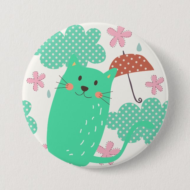Badge Rond 7,6 Cm Chats en pluie (Devant)