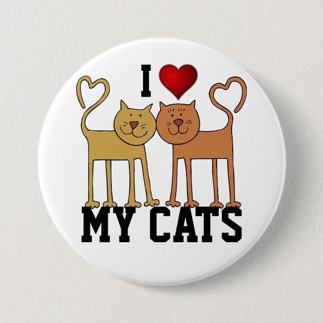 Badge Rond 7,6 Cm Chats : J'aime mes chats (Devant)