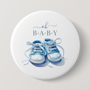 Badge Rond 7,6 Cm Chaussures bébé Garçon Minimaliste Baby Shower