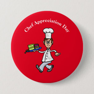 Badge Rond 7,6 Cm Chef pâtissier masculin ou Bouton Baker
