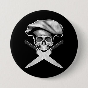 Badge Rond 7,6 Cm Chef Skull n Knives