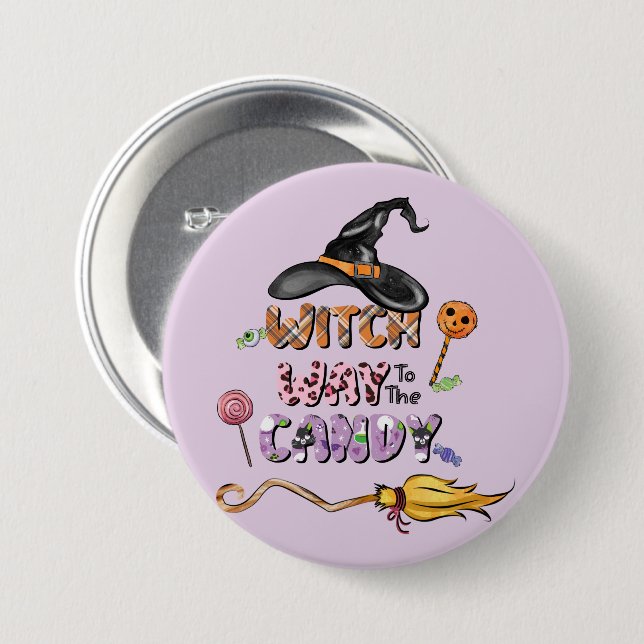 Badge Rond 7,6 Cm Chemin de sorcière vers le bonbon (Devant & derrière)