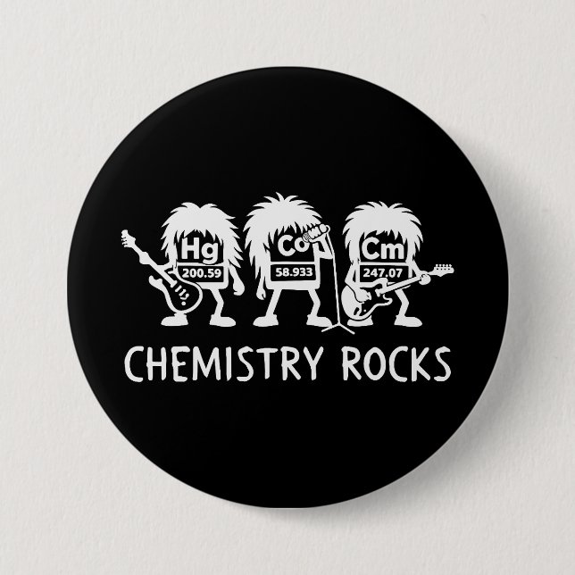 Badge Rond 7,6 Cm Chemistry Rocks Science Rock Band (Devant)