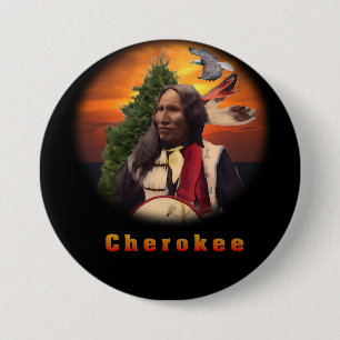 Badge Rond 7,6 Cm Cherokee Indian