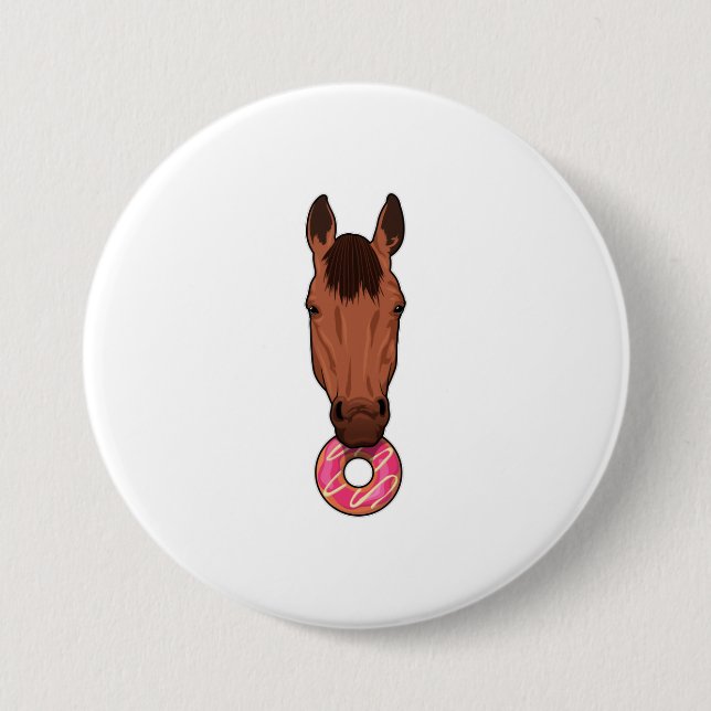 Badge Rond 7,6 Cm Cheval avec beigne (Devant)