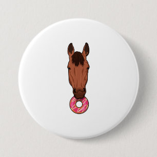 Badge Rond 7,6 Cm Cheval avec beigne