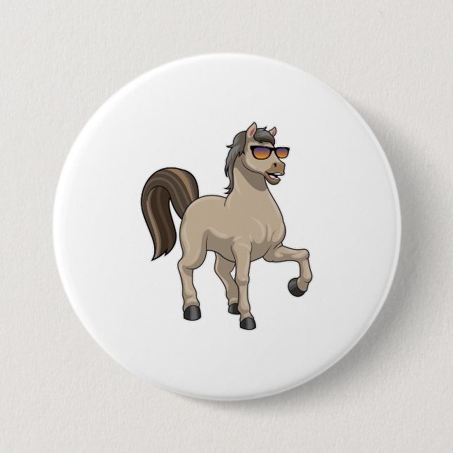Badge Rond 7,6 Cm Cheval avec lunettes de soleil (Devant)