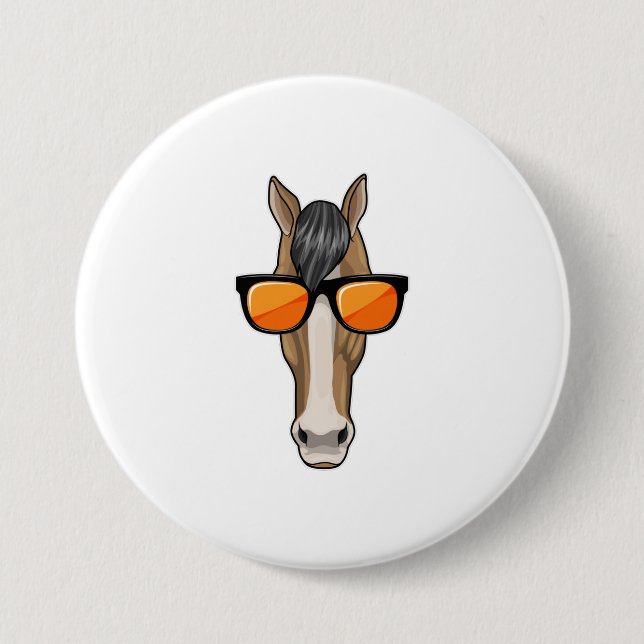 Badge Rond 7,6 Cm Cheval avec lunettes de soleil (Devant)