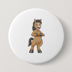 Badge Rond 7,6 Cm Cheval avec Mug de jus d'orange