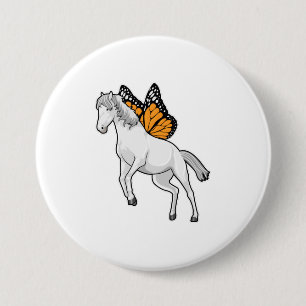 Badge Rond 7,6 Cm Cheval avec papillon