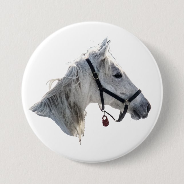 Badge Rond 7,6 Cm Cheval blanc (Devant)